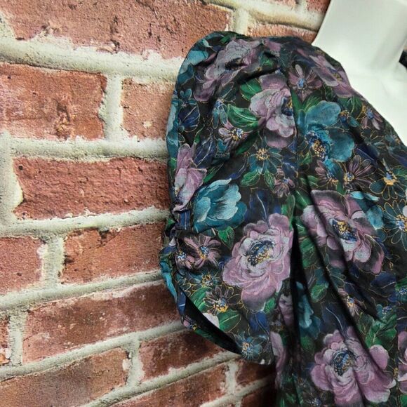 Vintage 80s AllβThat Jazz Yellow Dress 13/14 Puff Sleeve Button Sheath V Neck - Picture 3 of 7